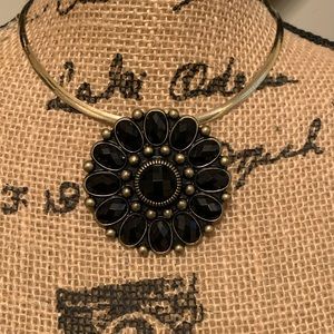 Black flower brooch/necklace pendant